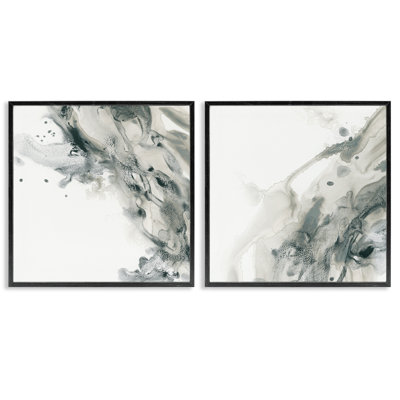 Abstract Monochromatic Liquid  2 PC Giclee Art Set by June Erica Vess
