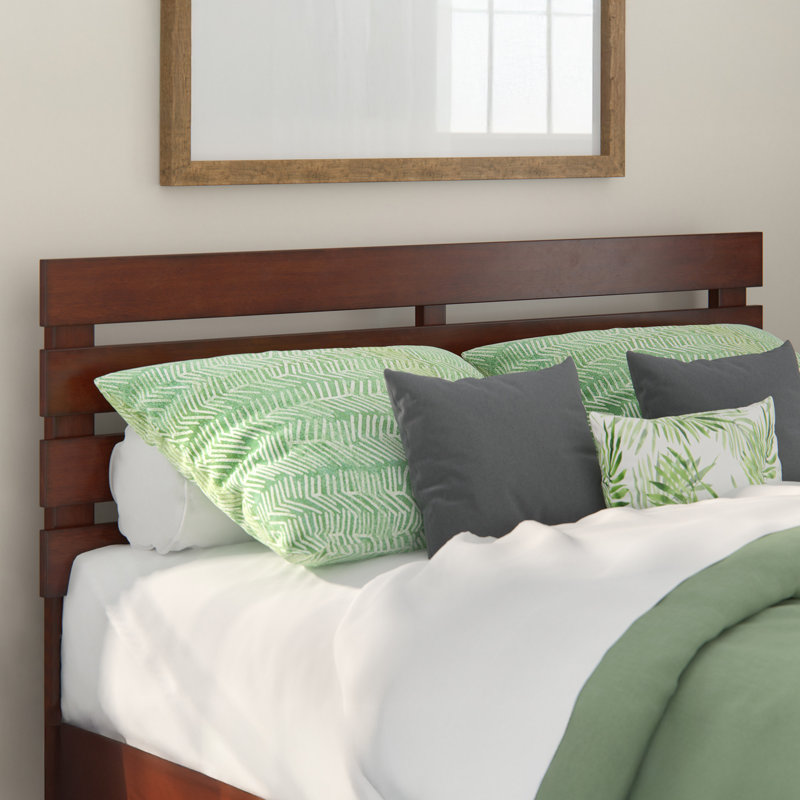 Jaqson Premium Wood Farmhouse Slat Headboard, Walnut, Queen