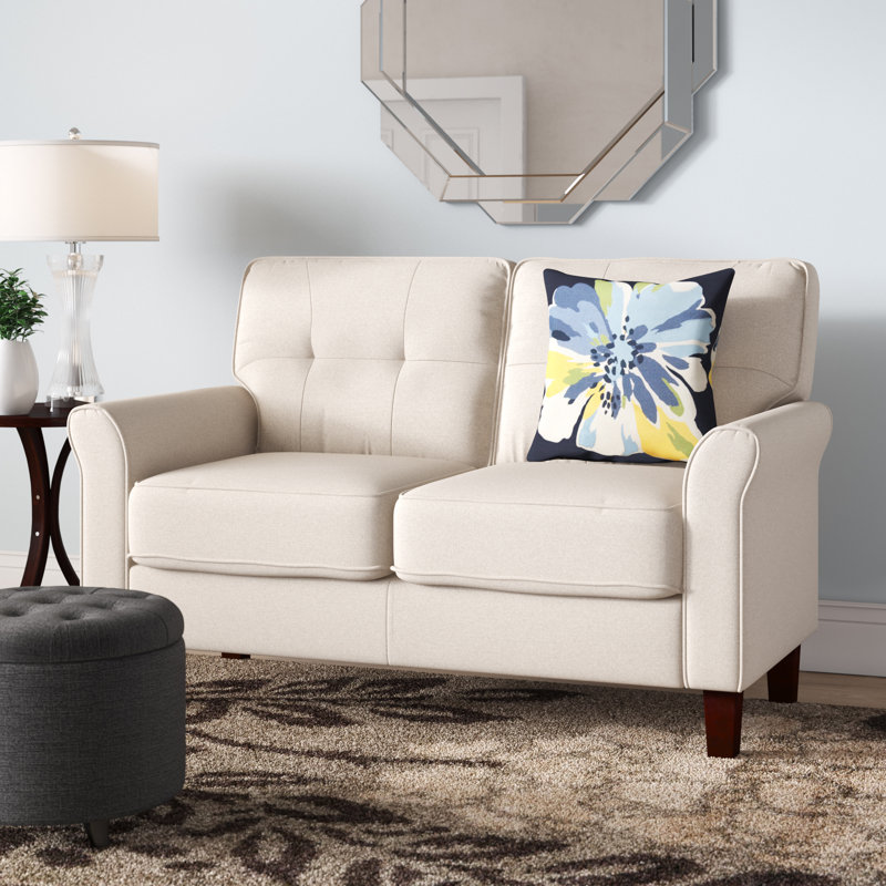 Cadmus Upholstered 54.53'' Loveseat, Beige/Tan Linen