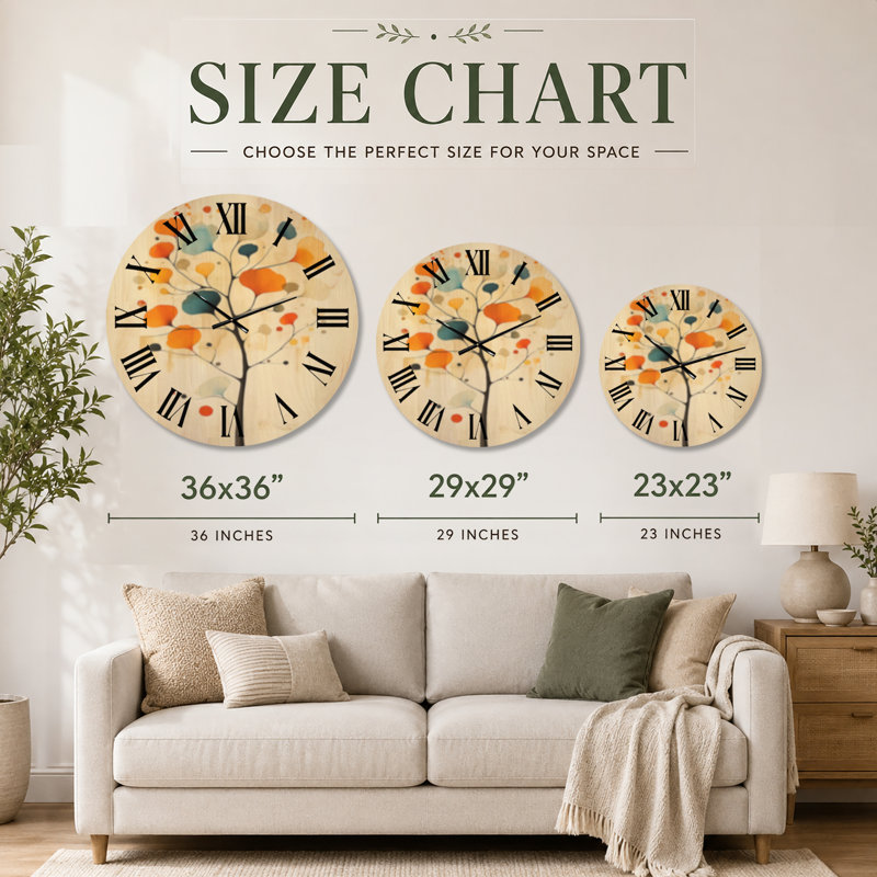 Solid Wood Analogue Wall Clock, Très grand