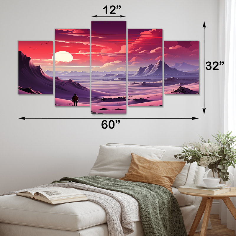Mauve azur, espace désertique I - ensemble d'art mural multipanaux