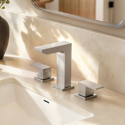Widespread Bathroom Faucet 3 Hole, 2-handle Bathroom Sink Faucet with Drain Assembly
