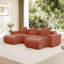 Canapé modulaire à 3 places en U avec passepoil à bordure française, sans assemblage requis, canapé 3 places avec coussins décoratifs et 2 repose-pieds mobiles, tissu de velours-1353190823-1353190875