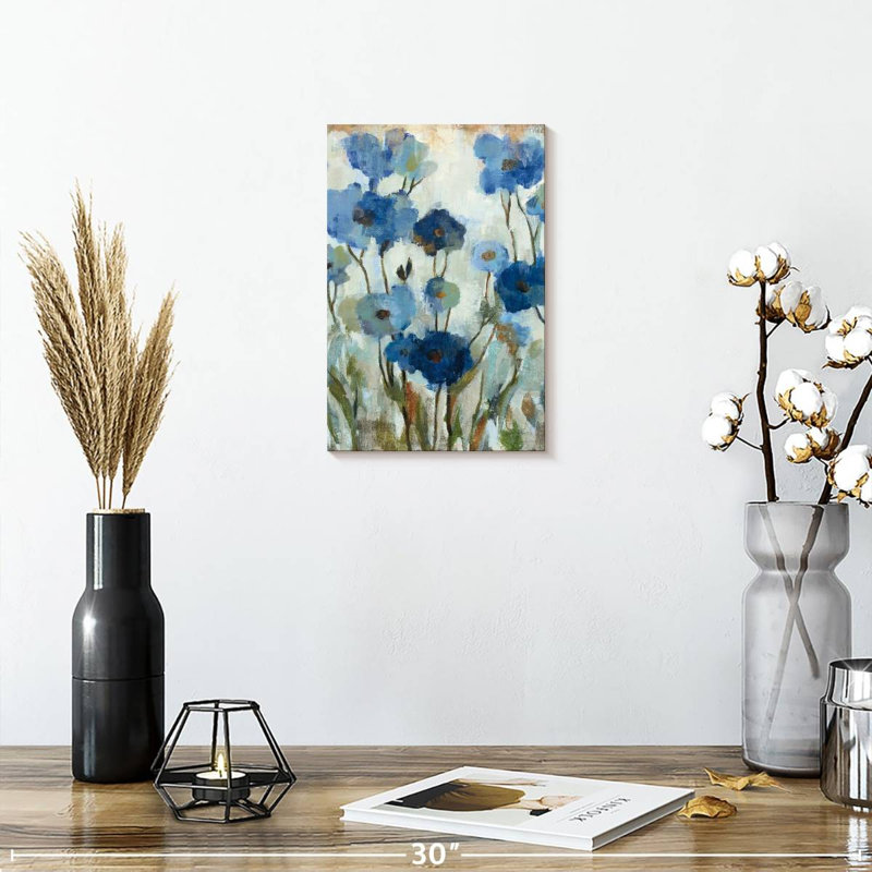 Harnek floral abstrait bleu II, H 12 po x l 8 po