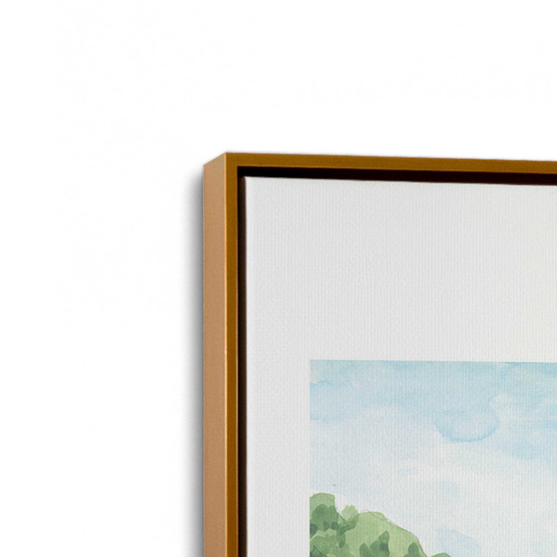 Sérénité Lemon Coast sur toile, H 36,75 po x l 24,75 po, Cadre flottant or poli