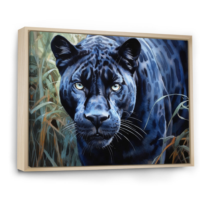 Panther's Gaze I sur toile, Cadre naturel flottant, H 12 po x l 20 po x P 1 po