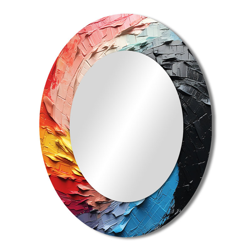 Minimalisme arc-en-ciel Prismatic Dreams - Grand miroir mural ovale sur métal, H 43 po x l 33 po