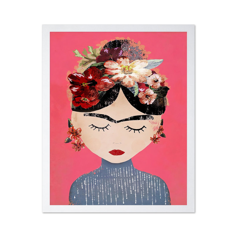 Frida Portrait No2, Affiche, Encadrement blanc, H 08 po x l 10 po