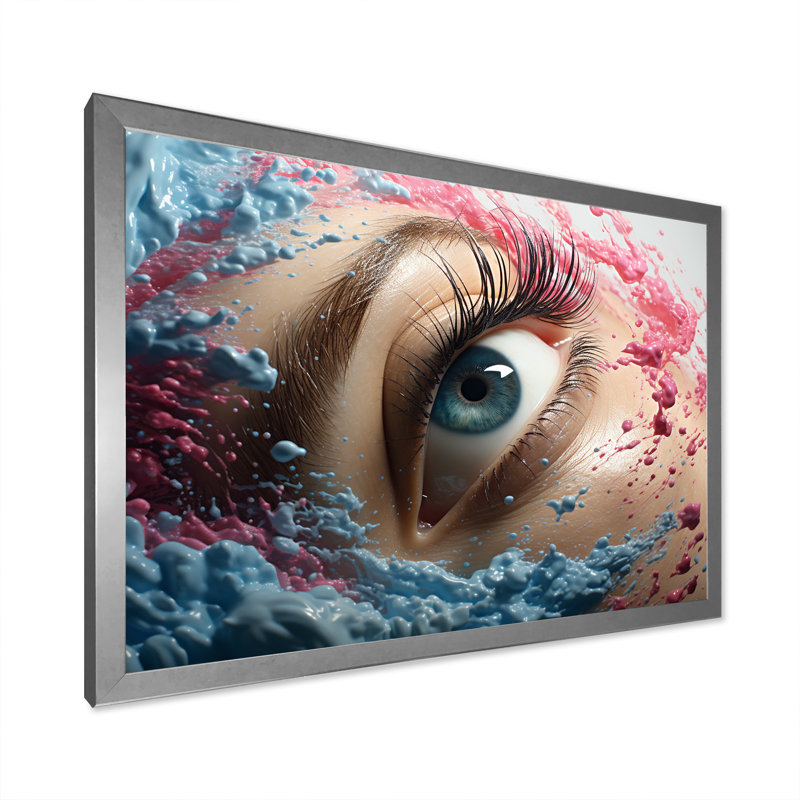 Blue Eye Visions sur impression sur toile, Cadre simple argenté, H 34 po x l 44 po x P 1,5 po