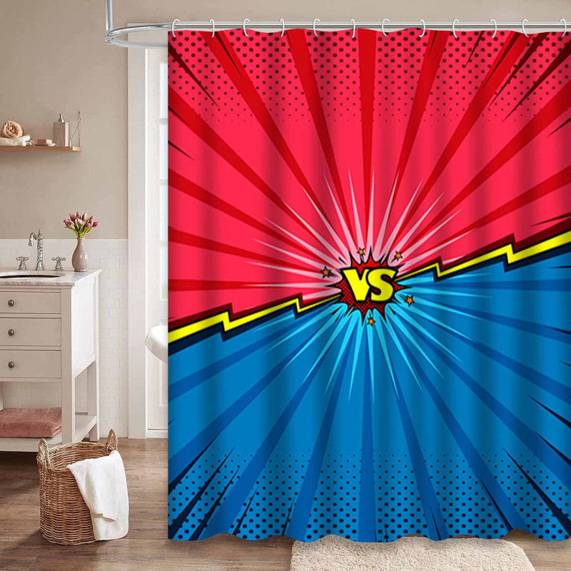 Rideau de douche classique avec 12 crochets Comic Book, L 72 po x l 84 po