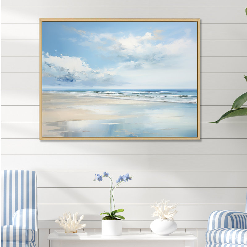 Popham - océan côtier, reproduction d'art sur toile encadrée, Cadre naturel flottant, H 24 po x l 32 po x P 1 po