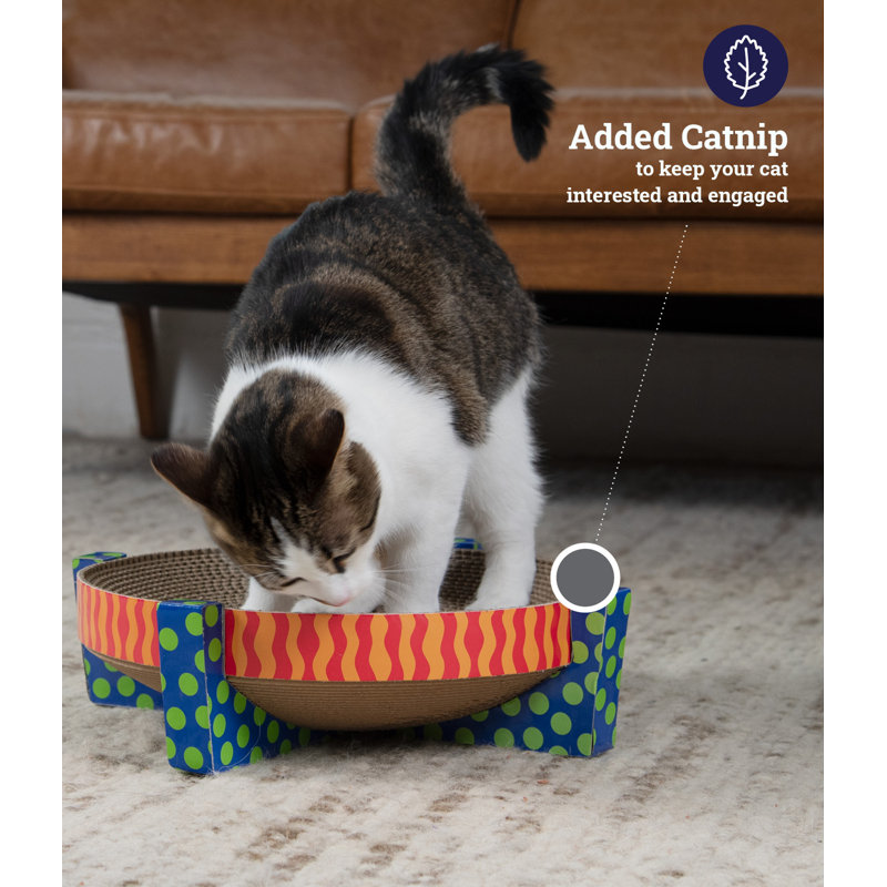 Colorful Corrugated Cardboard Cat Scratcher with Catnip
