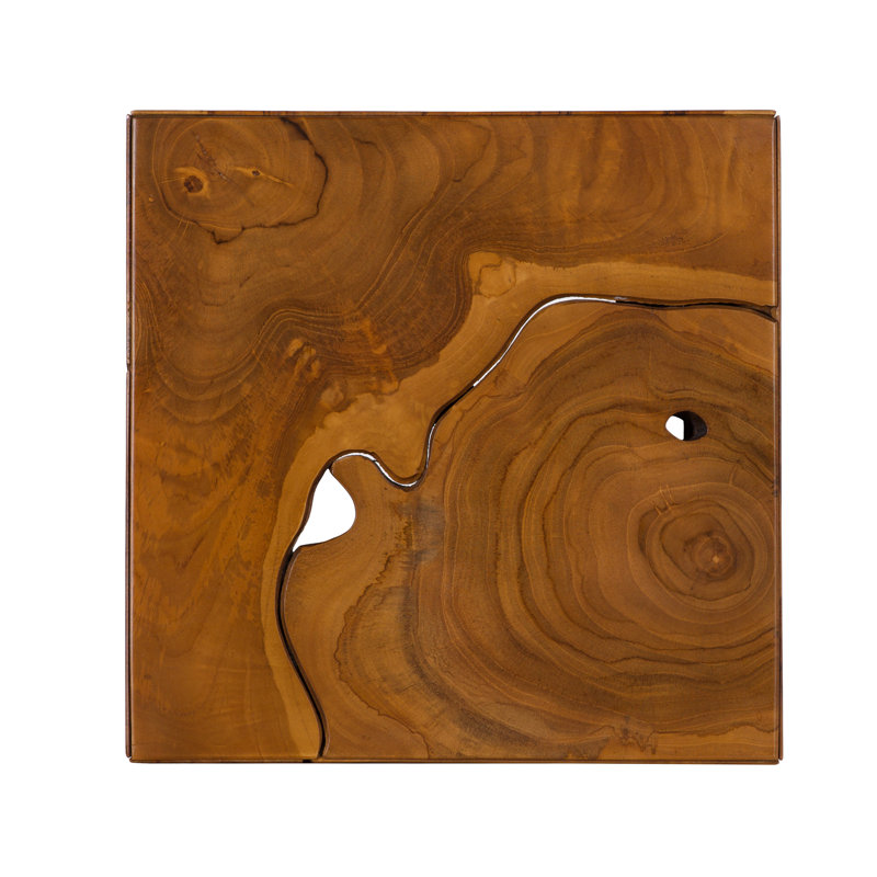 Teak Chunk Square Pedestal Sculpture