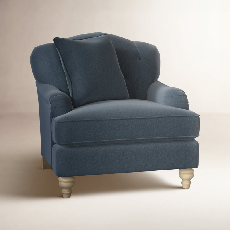 Sullivan Upholstered Armchair, Linen, Anello 22 Navy Performance Twill, No