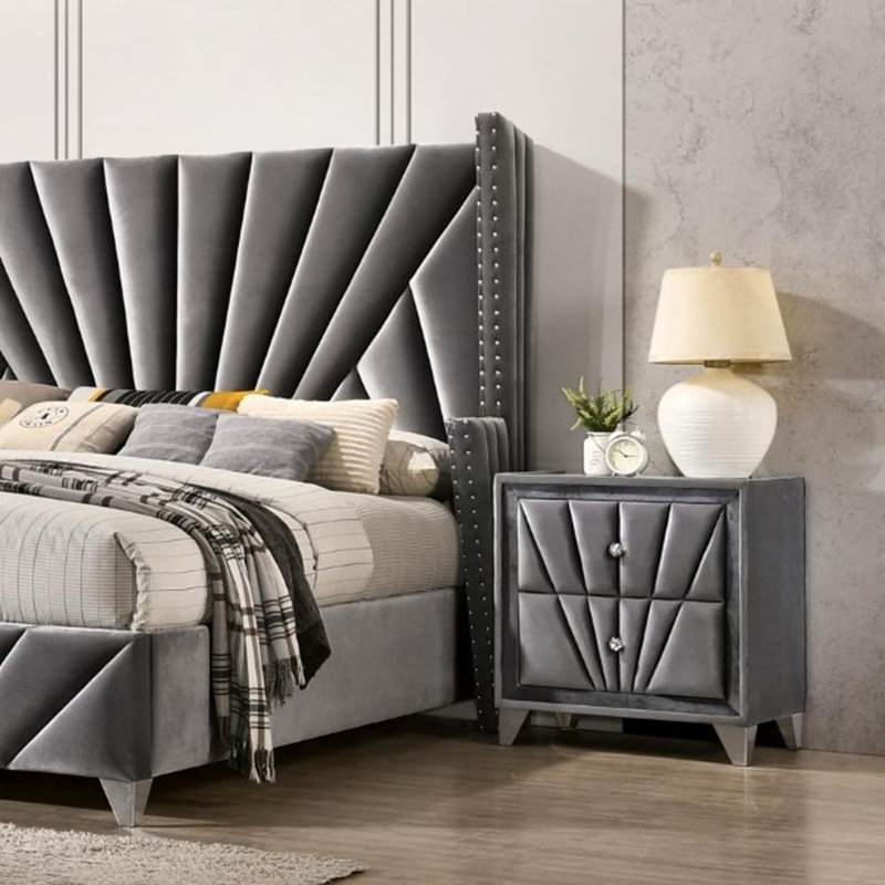 Table de chevet 1pc, Gris