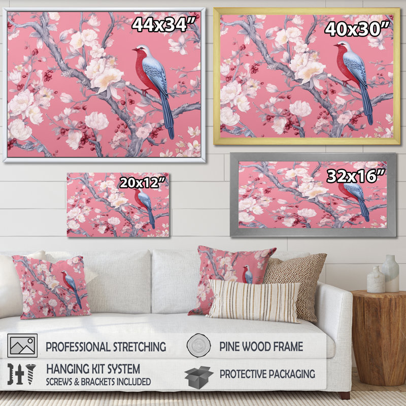 «Cherry Blossum Flower Whispers II», reproduction sur toile, Cadre flottant noir, H 24 po x l 32 po x P 1 po