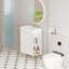 Meuble-lavabo à tablettes ouvertes avec lavabo en céramique et porte à fermeture en douceur, armoire de rangement à tablettes ouvertes sur le côté droit, assemblage requis-260349929