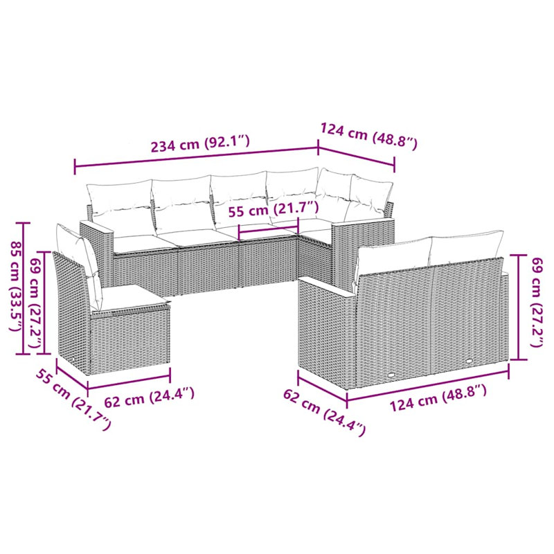 Ensemble de canapé de jardin Vidaxl