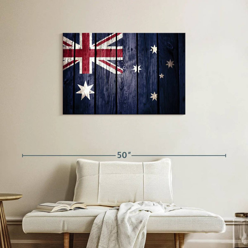 Drapeau australien Borges style bois, H 24 po x l 36 po