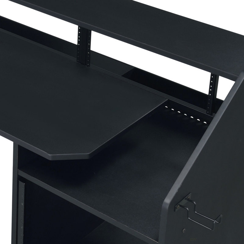 Bureau de musique avec support pour écouteurs (bureau), Noir