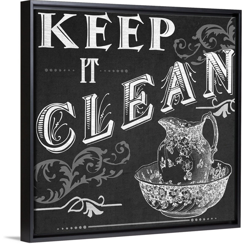 «Chalkboard Bath Signs IV», reproduction d'impression sur toile, H 37,7 po x l 37,7 po x P 1,75 po, Cadre flottant noir