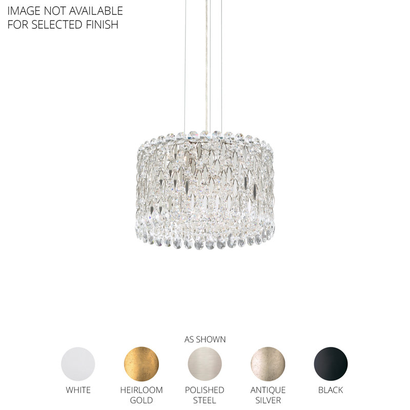 Sarella 8 Light 16in x 10in Pendant in Antique Silver with Clear Heritage Handcut Crystals, Czech, Heirloom Gold