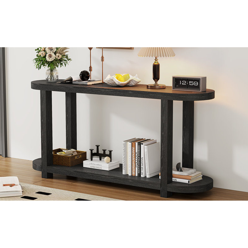 U_style modern minimalist ash veneer console table with streamlined design, ideal for entryway, living room, and study