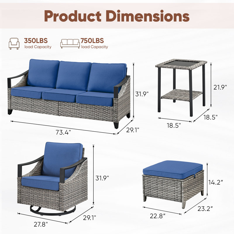 Ensemble complet de conversation avec accoudoirs en fer 9 pièces pour chats et fêtes, Bleu
