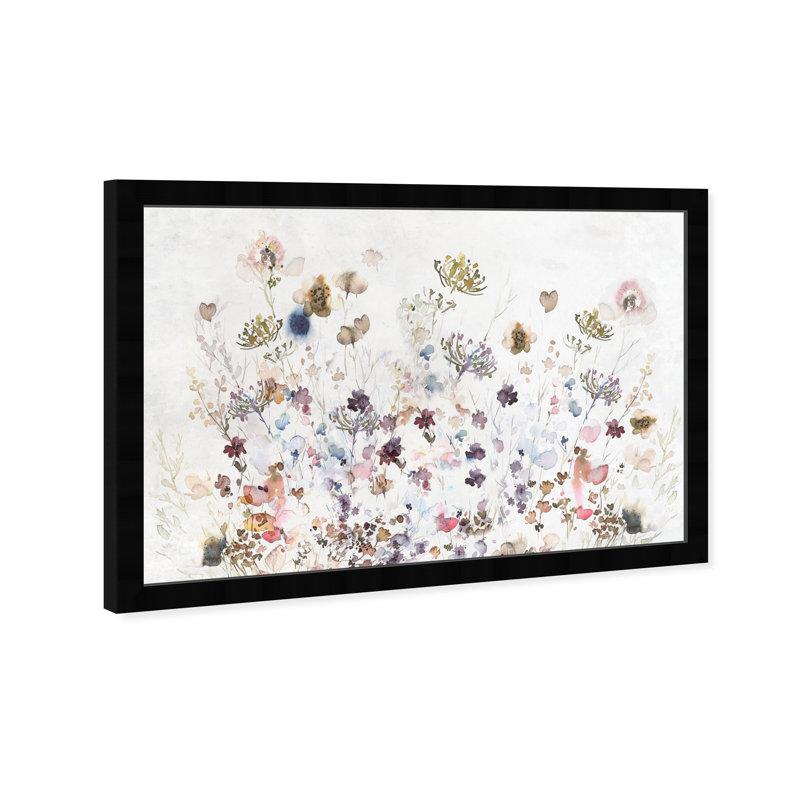 Floral et botanique, prairie sauvage, jardin de fleurs abstraites, chalet / auberge, rose et toile, impression murale pour chambre