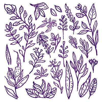 Tapis de bain mauve à motif botanique