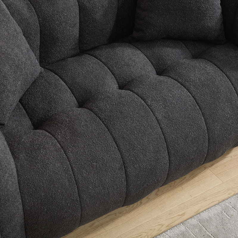  Bean Bag Sofa Large Bean Bag Chair Tufted Loveseat, Black Chenille