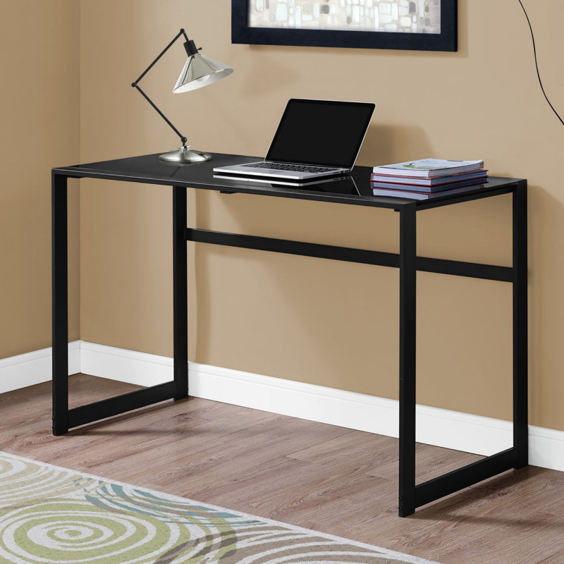 Bureau d'ordinateur, bureau personnel, ordinateur portable, L 48 po, travail, verre trempé, métal, contemporain, moderne