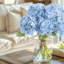 Fleurs d'hortensia artificielles pour la décoration intérieure - 3 pièces de 20 fleurs artificielles résistantes aux rayons UV avec feuilles réalistes, fleurs de 8,6 pouces, centres de mariage et de fête-113861635