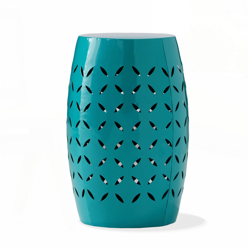Cylindrical Design End Table, Teal