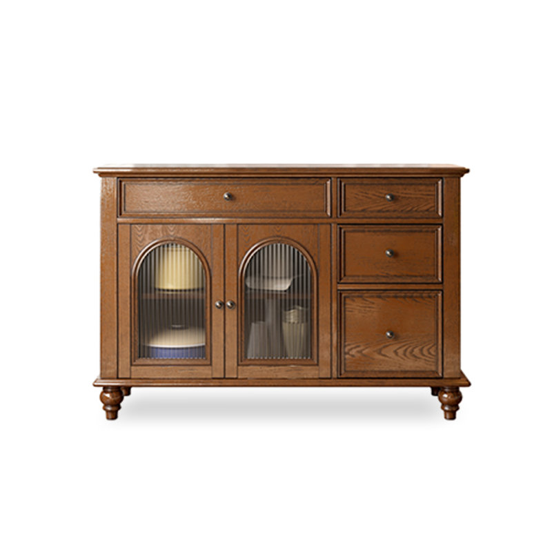 Buffet en bois massif et en verre de style américain