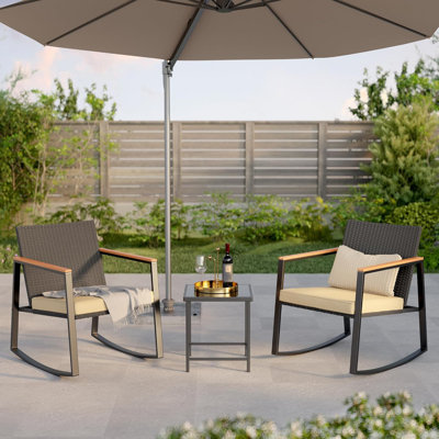 Debralee 2-Person Outdoor Seating Set – All-Weather Wicker, Sunbrella Waterproof Cushions
