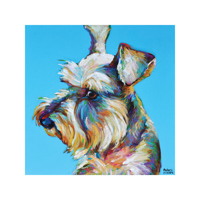 Dylan The Schnauzer - Wrapped Canvas Painting, 66.04 cm H x 66.04 cm W x 3.175 cm D