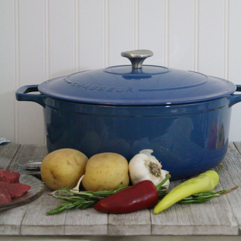 Four en fonte française rond chasseur, 7,1 QT., Gris caviar