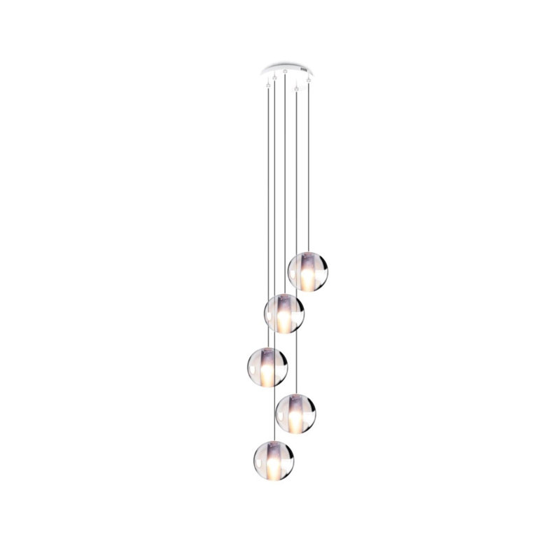 Luminaire suspendu en forme de globe à 5 lumières DEL, Blanc
