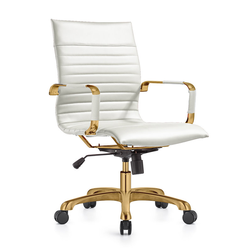 Chaise de bureau en cuir Sorrells, Blanc