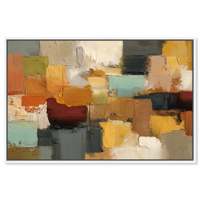 "Urban Patchwork I", impression sur toile par Art Remedy, cadre blanc, 54 x 36, H 37 po x l 55 po, Cadre blanc