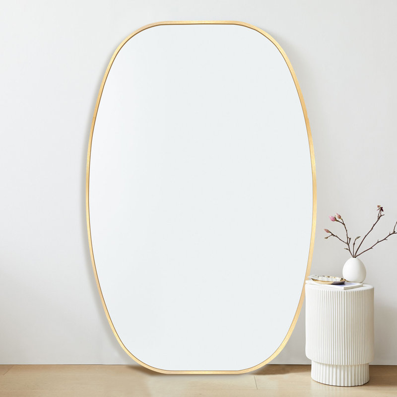 Miroir de salle de bain ovale, H 48 po x l 30 po, Or brossé