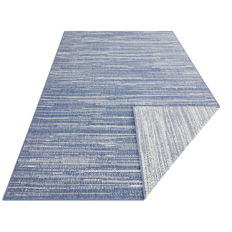 Machine Woven Blue Outdoor Rug, Rectangular 80 x 150cm
