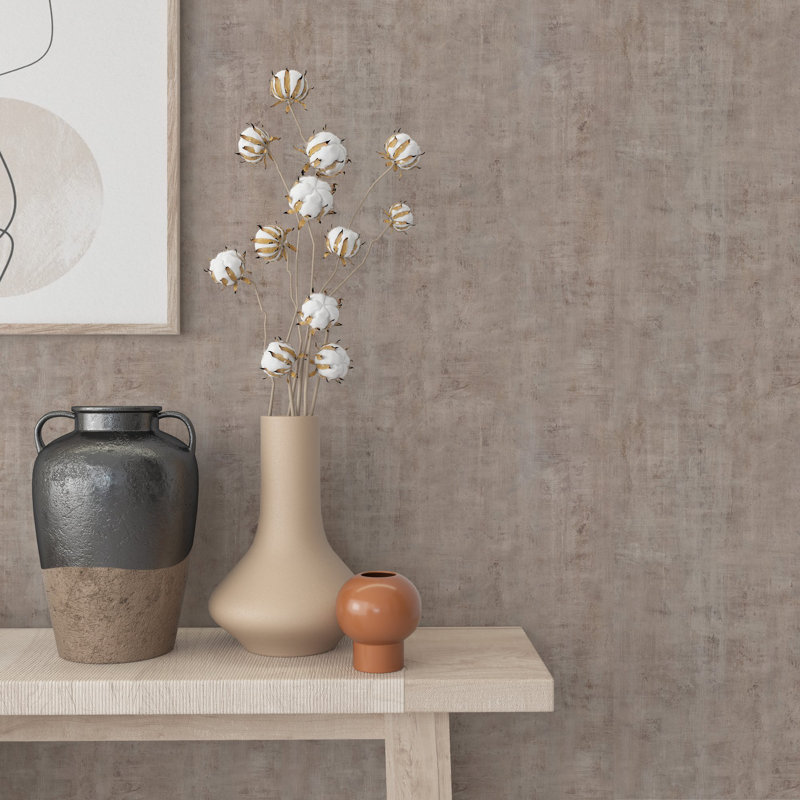 Ninti Industrial Effects Glass Stone Concrete Texture Wallpaper Roll 10.05m x 53cm, Tan