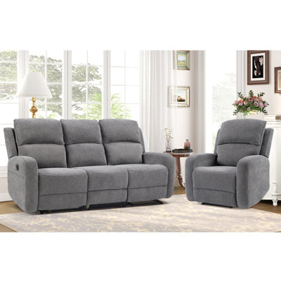 2- Piece Modern Comfortable And Overstuffed Manual Reclining Living Room Set