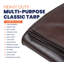 Housse de bâche imperméable robuste de 40 pi x 40 pi, brun / noir, 7 mil d'épaisseur avec bords renforcés et œillets en métal pour la protection du camping, de la toiture, de la piscine et des bateaux-67633163