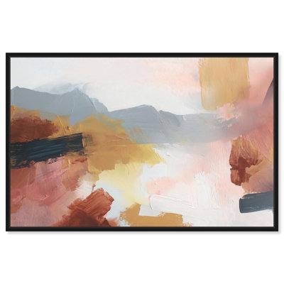 Desert Vista II Canvas Print Blue Abstract Decor by Art Remedy, Black Frame, 24 x 16