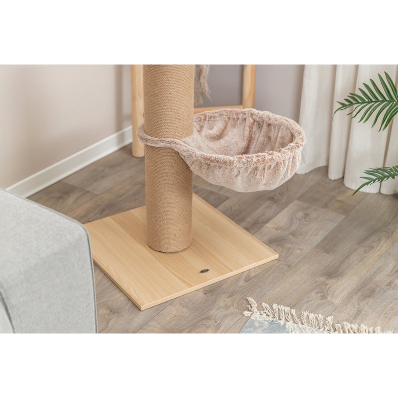 Beige Sisal and Plush 33" Cat Tree with Hammock