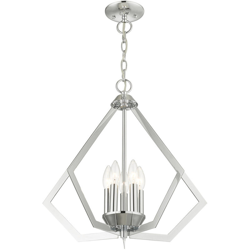 5 - Light Dimmable Cage Chandelier, White