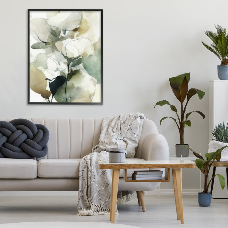 Giclées encadrées florales en mouvement, dessin de Svetlana Aleynikova, H 30 po x l 24 po, Giclée encadrée noir minuit